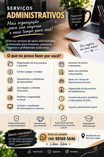 Serviços Administrativos | Financeiro | Excel | DP - São Luís
