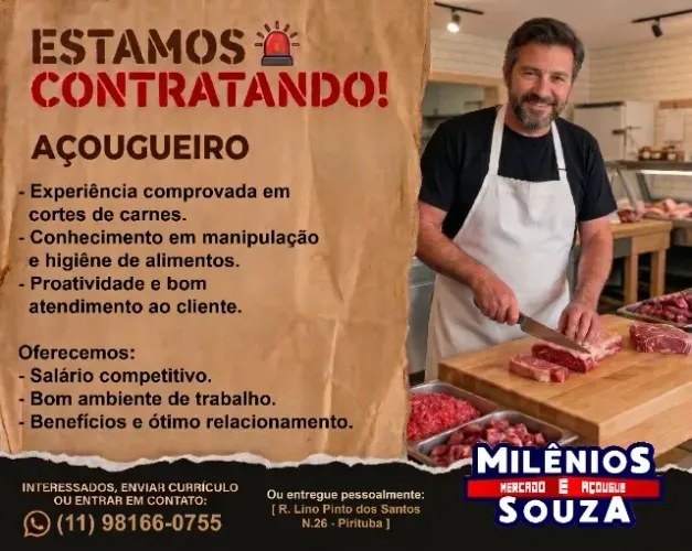 VAGA DE AÇOUGUEIRO EM PIRITUBA