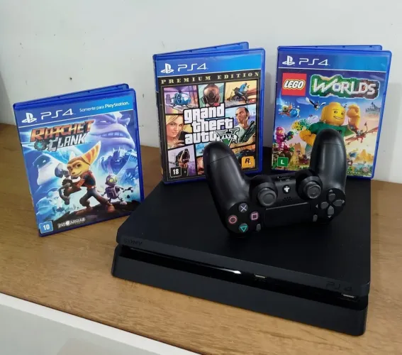 Ps4 slim 1tb + 3 jogos mídia física