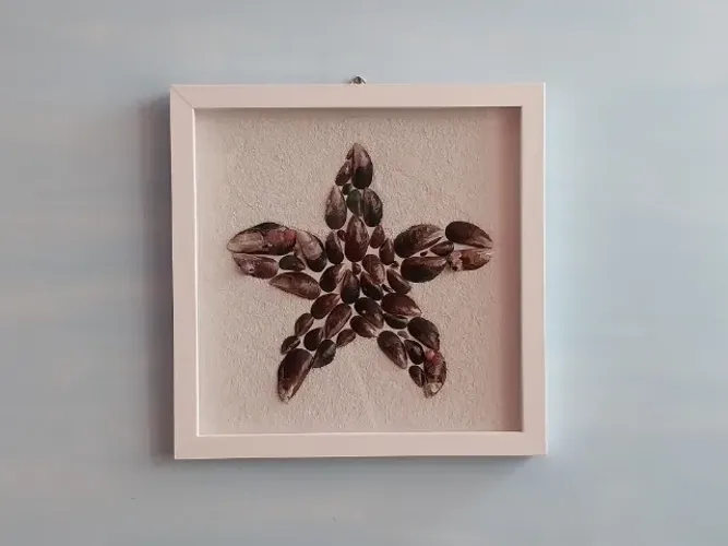 Decoração Praiana Quadro Artesanal com Conchas Naturais