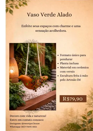 Vaso pomba pendente