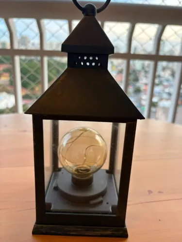 Lanterna Luminária Decorativa Vintage Lampião com Lâmpada LED
