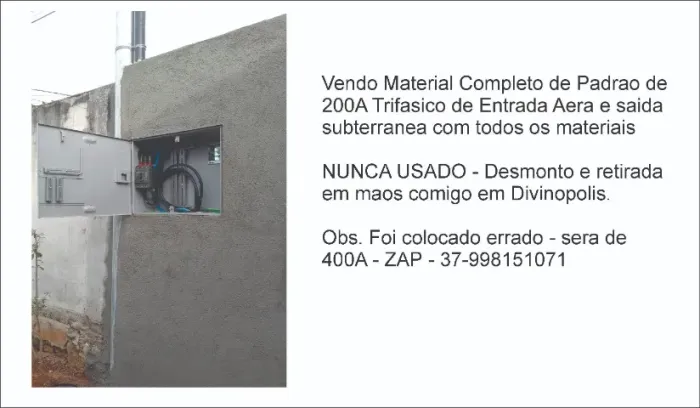 Vendo Material Completo de Padrao de 200A Trifasico de Entrada Aera e saida subterranea