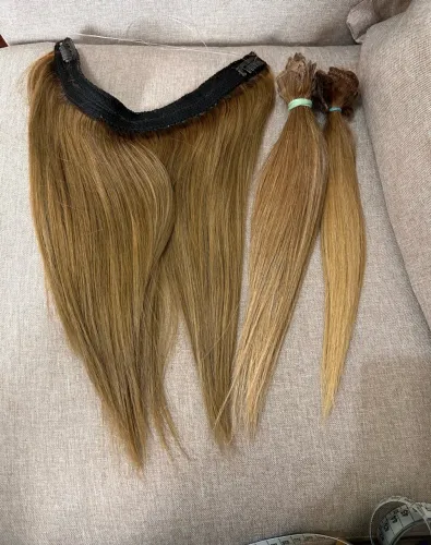 Cabelo humano mel 35 cm 165 gramas