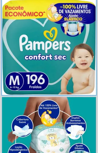 Fralda Pampers M muito barato oferta confort sec marca premium