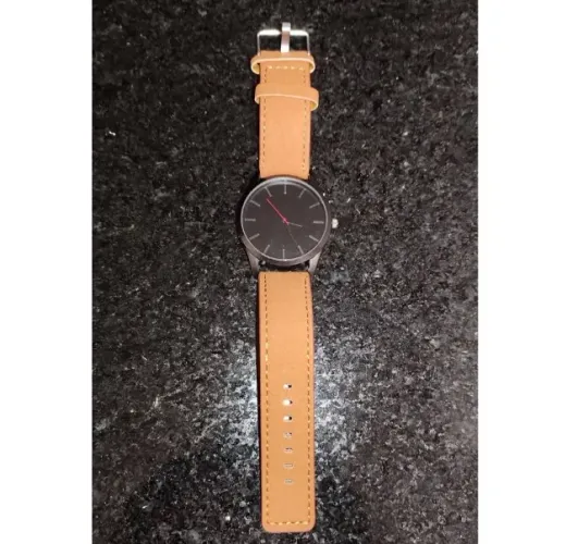Relógio de pulso analógico masculino - Pulseira em couro e Quartzo - Dance Jockey