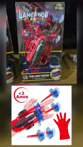 Luva Homem Aranha. Lança dardos. Brinquedo infantil.