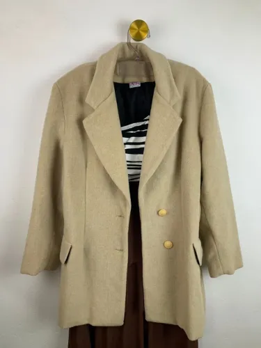 Blazer Alongado Vintage Ellen Brook Bege - Tam G