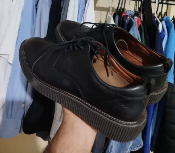 Sapato Casual Derby Esporte Fino com Amarração Feito em Couro