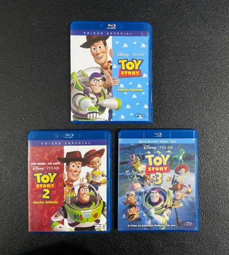kit com 3 blu ray toy story 1, 2 e 3 - disney pixar original