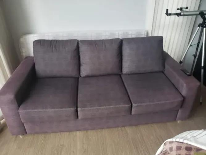 Sofá retratil 3 lugares, poltrona e Puff Cinza