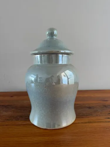 Vaso em Cerâmica Azul Claro com Brilho