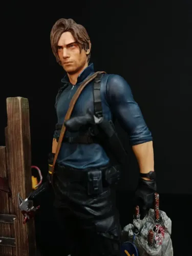 Figure/estátua Leon Kennedy de Resident Evil Réquiem em resina.