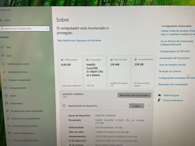 Mini pc core i5 7ª geração ( com monitor gamer 32 pol)