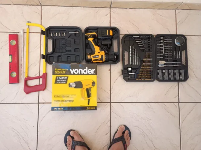 Kit Ferramentas Completo (Parafusadeira, Soprador Vonder, Maleta Brocas e +)