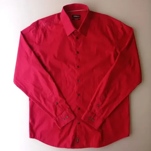 camisa social masculina strellson original shaped fit vermelha 100% algodão tam 44