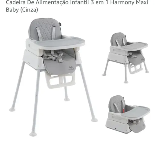 Cadeira De Alimentação Infantil 3 em 1 Harmony Maxi Baby (Cinza)