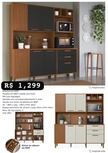 Armário de Cozinha Grécia 1,80m - Promoção 