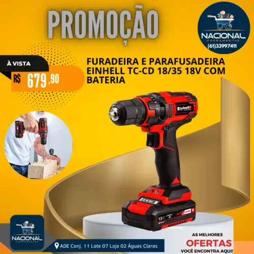 FURADEIRA E PARAFUSADEIRA EINHELL TC-CD 18/35 18V COM BATERIA