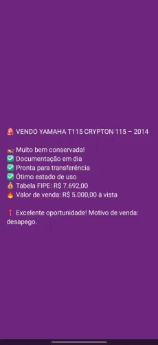 ? VENDO YAMAHA T115 CRYPTON 115 - 2014