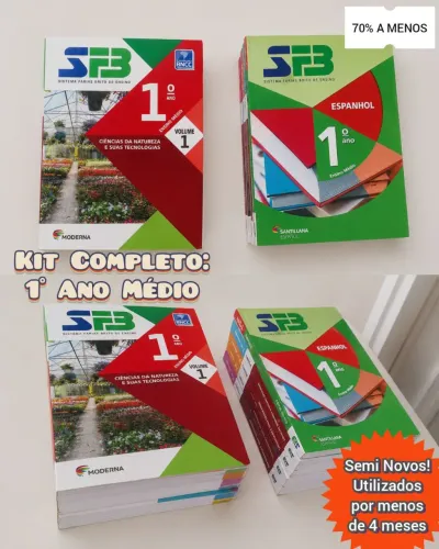 Utilizados por apenas 4 meses! Kit completo Semi Novo - 1° Ano Médio - Farias Brito