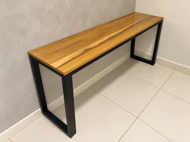 Aparador / Escrivaninha de Teca envernizada e Metalon 140 × 42 × 67,5 cm - 50% de desconto