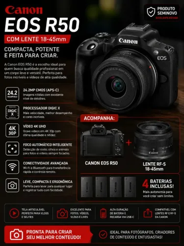 Canon eos R50 + Lente 18-45