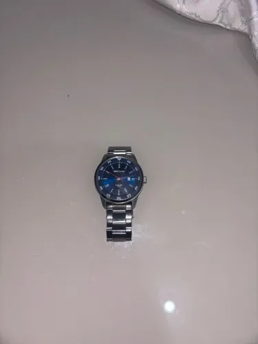 Relógio Masculino Seculus Original Prata com Azul | Calendário | 5 ATM