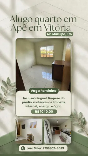 Alugo quarto em apartamento para dividir com mulher. 