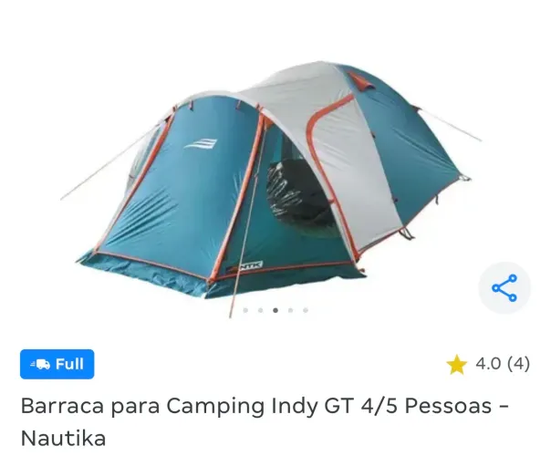 Barraca Indy GT 4/5 Pessoas - Usada 1 vez 