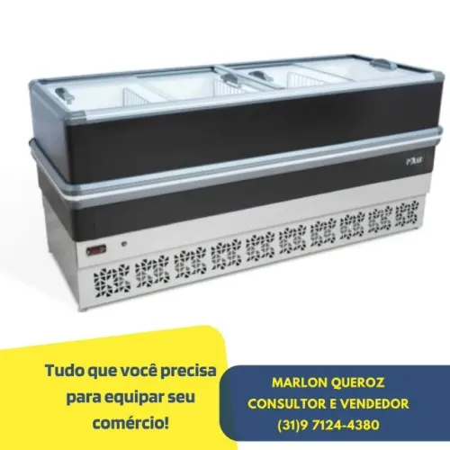 Ilha de Congelados 2 Metros Vidro Reto Polar