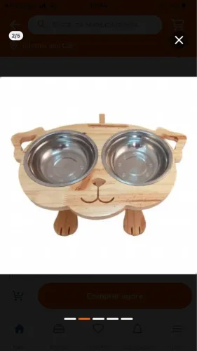 Comedouro Pet Bebedouro Madeira Gato Elevado 2 Pote Inox -
