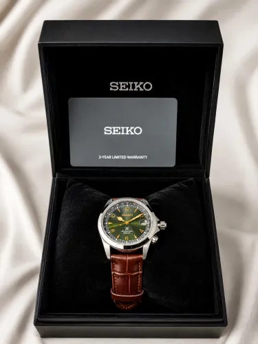 Relogio Seiko Prospex Alpinist SPB121 Tamanho 39,5mm Marrom-Escuro Prateado Verde-Escuro
