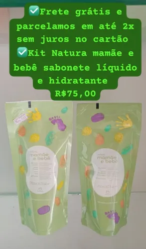 Kit refil Natura mamãe e bebê sabonete líquido e hidratante