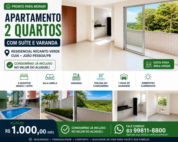 APARTAMENTO 2 QUARTOS COM SUÍTE + PISCINA | CUIÁ