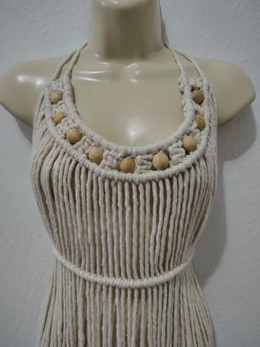Blusa de macramê off white boho