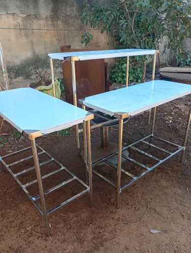 Mesa inox industrial reforçada (115x50cm)