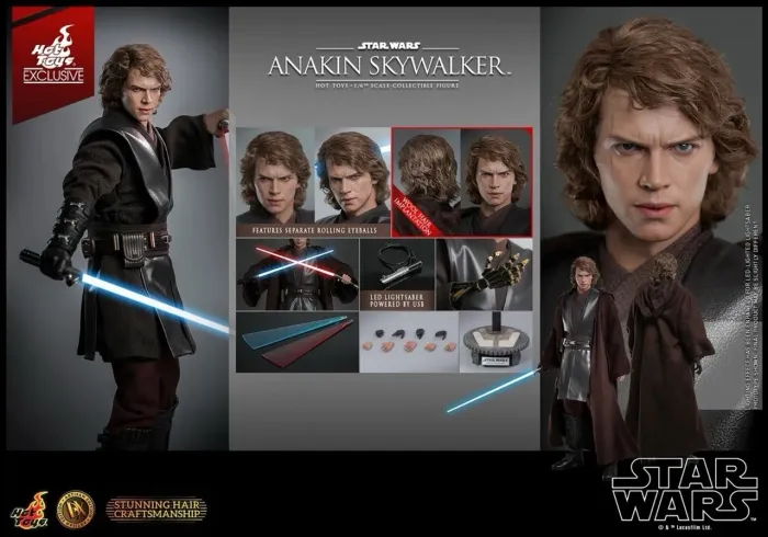 Anakin Skywalker DX34 Hot Toys 1/6 Cabelo melhorado por Artista