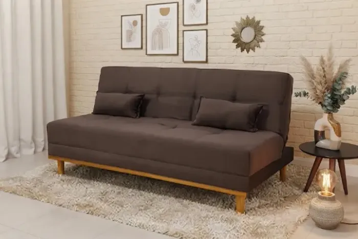 Sofá Cama Aurora Marrom NOVO