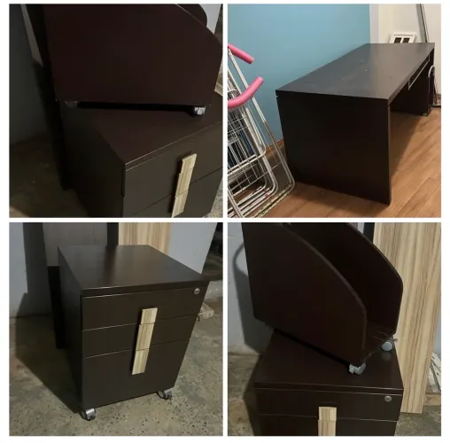 Mesa com Escrivaninha MDF 3 gavetas e suporte para teclado