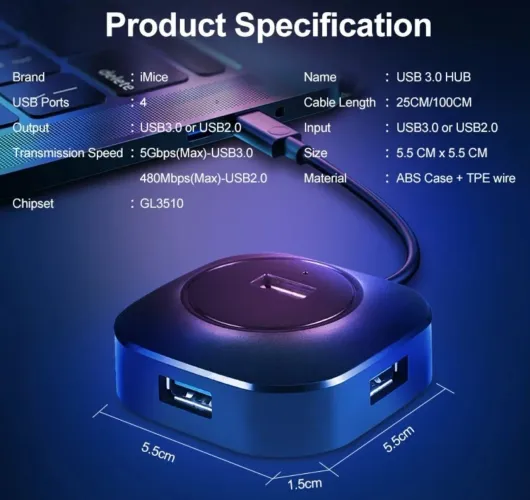 Adaptador USB  com 4 Portas