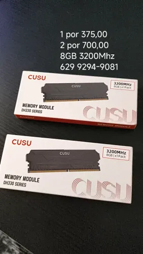 Memória RAM Ddr4 8GB 1 por 375,00 2 por 700,00