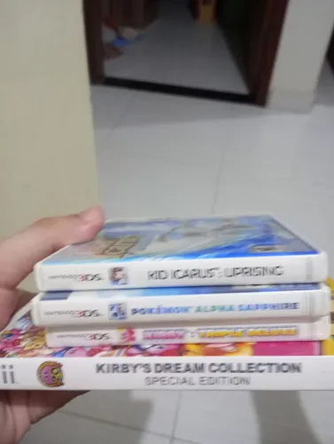 Lote de jogos: kirby dream collection, kirby triple deluxe, kid icarus e alpha saphire