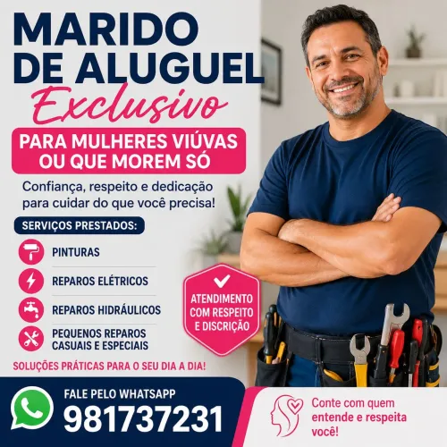 Marido de aluguel exclusivo para mulheres viúvas é solteira.