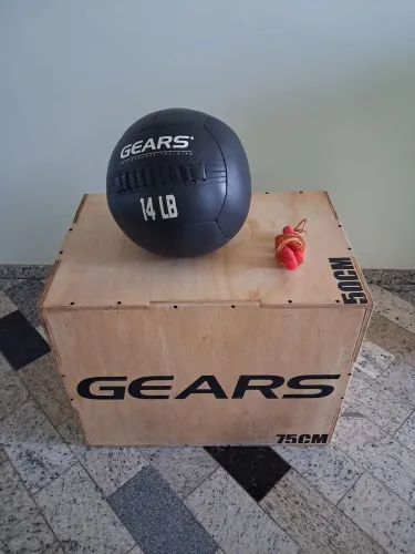 Caixa de salto cros fit plyo box 75x60x50 + Wall ball 14 LB + pula corda