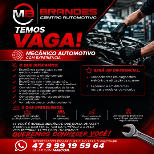 SE VOCÊ É MECÂNICO!! ESSA VAGA É PRA VOCÊ!!!
