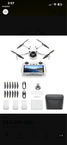 Drone DJI mini 3 com tela completo e 3 baterias + case
