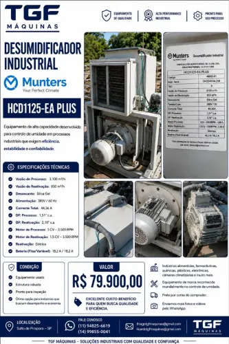 Desumidificador Industrial Munters HCD1125-EA PLUS - Alta Capacidade<br>