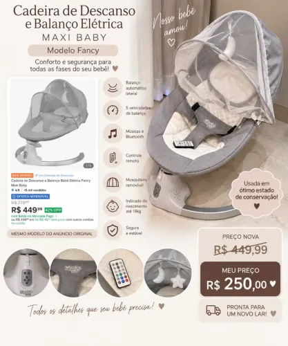 Cadeira de Descanso e Balanço Elétrica - Maxi Baby Fancy