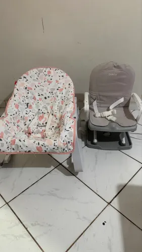 Cadeira de alimentação portátil cosco + cadeirinha de balanço Fischer Price